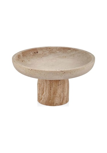 Evza Traverten Ayaklı Sunum Tabağı Krem