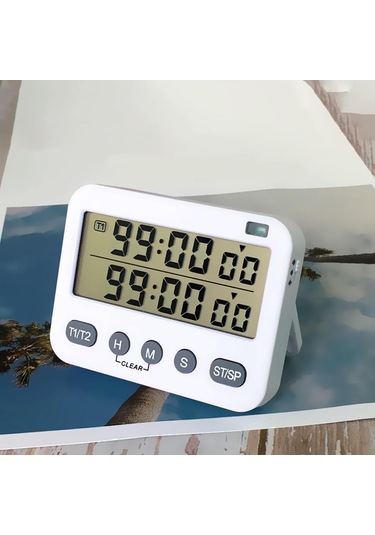 Suntek Mutfak Öğretmenleri Için Mıknatıslı Kronometre Elektronikli Çift Dijital Zamanlayıcı