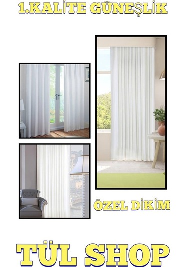 Kaliteli Güneşlik Saten Fransız Camlar Balkon Camları İçin Saten (381977673) Kırık Beyaz