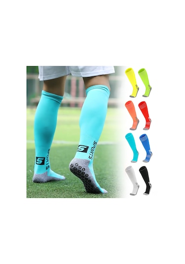 Qingmipy Uzun Kollu Spor Çorap Antibakteriyel Kayma Önleyici Futbol Basketbol Tüm Sporlar İçin Erkek Kadın Üniversal Beyaz Beyaz