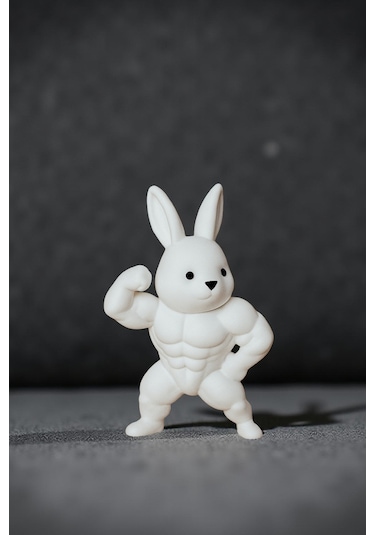 Kol Kası Gösteren Tatlı Tavşan Torpido Süsü - Fitness Tavşanı Torpido Süsü Araba Aksesuar Süsü