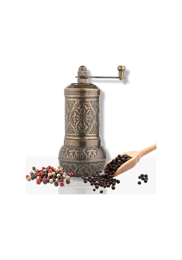 Antik Zamak Karabiber El Değirmeni Öğütücü Grinder 11 Cm Kahverengi