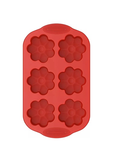Nadoba 6 Adet Silikon Çiçekli Muffin Kalıbı 29x17x3,7 Cm 168513961 KIrmızı