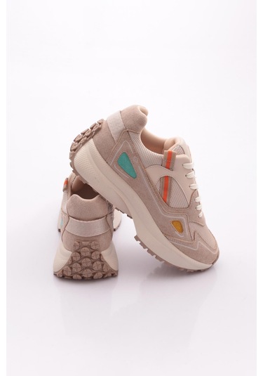Dgn 83191 Kadin Sneaker Ayakkabi Bej Multi