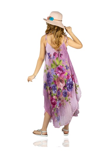 Askılı Vual Afrodit Midi Boy Elbise Pembe 6131