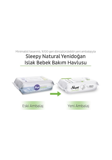 Sleepy Natural Yenidoğan Islak Bebek Bakım Havlusu 24 x 90'lı 2160 Yaprak