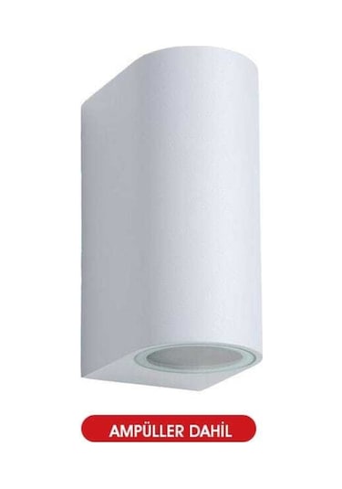 5 Adet Gün Işığı Ledli Beyaz Kasa Çift Yönlü Dekoratif Iç Ve Dış Mekan Duvar Apliği Beyaz