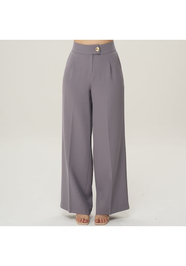 Deryam Tekstil Geniş Paça Kadın Pantolon Gri