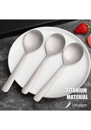Dianziye Titanyum Yemek Kaşığı - Hafif, Taşınabilir, Çadır, Piknik Ve Dış Mekan Kullanıma Uygun, Gümüş Renkli, 18.2 Cm, 35 Gr