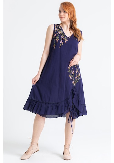 Kolsuz Vual Candan Yırtmaçlı Midi Boy Elbise Mor Mor-mor Mor