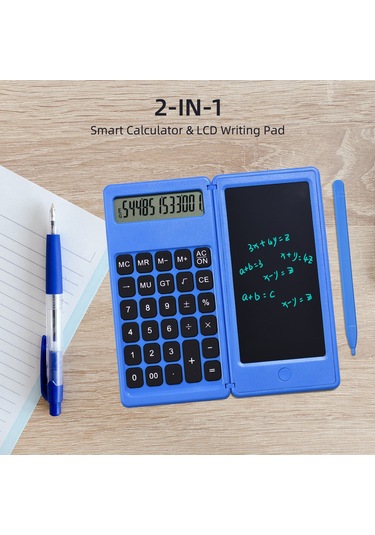Singree Katlanabilir 6 İnç Lcd Yazı Tahtası Ve 12 Haneli Hesaplama Fonksiyonlu Çizim Tableti - Çocuklar Ve Yetişkinler İçin Pratik Çözüm Mavi