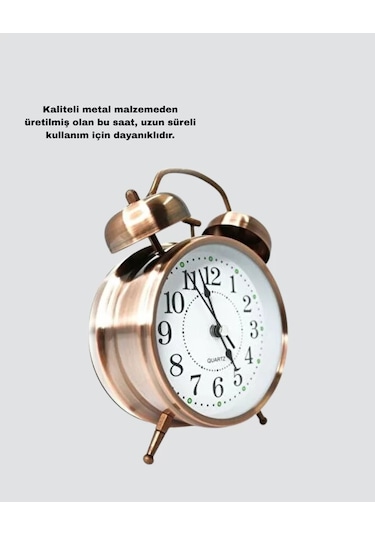 Northcity Retro Tarz Bronz Dekoratif Masa Saati Yüksek Sesli Alarm