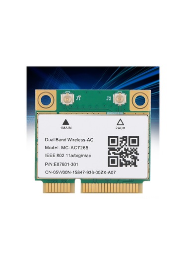 Yaleker Intel 7265ac Çipli Mini Pcı-e Ağ Kartı, 1200mbps 2.4/5g Çift Bant, Bluetooth 4.2, 802.11ac Desteği