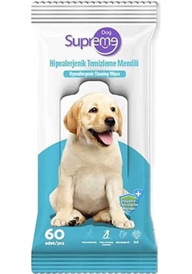 Supreme Kokusuz Hipoalerjenik Köpek Temizleme Mendili 60 Adet