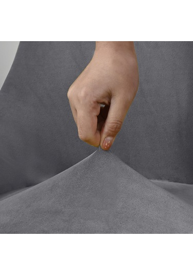Leezsing Kumaş Sandalye Kılıfı, Kadife Malzeme, Gri Renk, Ev Dekorasyonu, Kolay Kurulum Gri