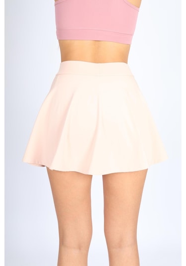 Soft&Basic Bol Kesim İçi Taytlı Cep Detaylı Sporcu Şort Etek Pembe