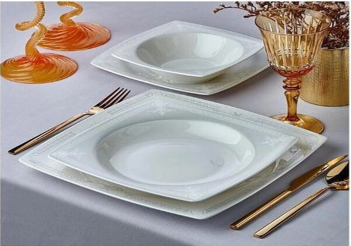 Royal London Laura Kare 24 Parça Yemek Takımı Diğer Süt Beyazı