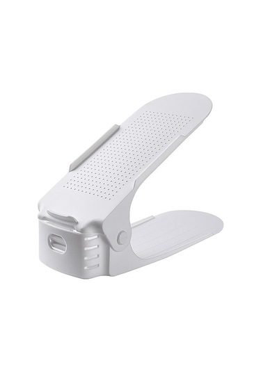 Ayarlanabilir Depolama Çift Kalınlaştırılmış Ayakkabı Rafı Katmanlı Ayakkabı Tepsisi Ev Yerden Tasarruf Sağlayan Ayakkabı Düzenleyici Ayakkabı Dolabı Rafları Beyaz