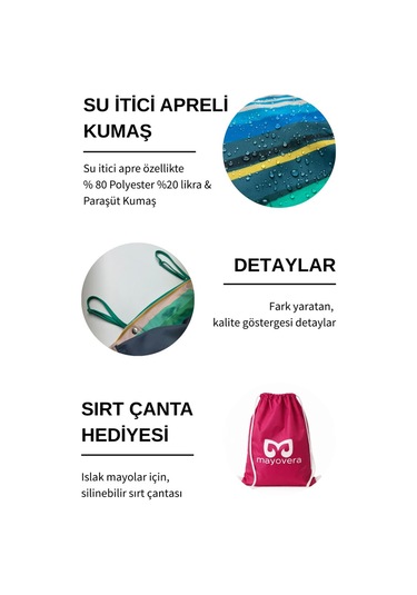Mayovera Etekli Mayo - Çizgili Renkler Çok Renkli