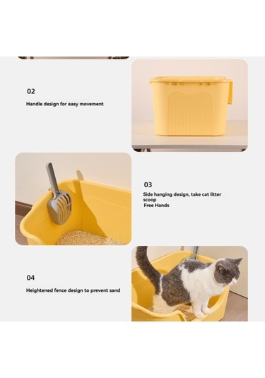 Mufunye Yüksek Kenarlı Açık Tasarım Maine Coon Ragdoll Kediler İçin Ekstra Büyük Kedi Tuvaleti Jumbo Kedi Kum Kabı