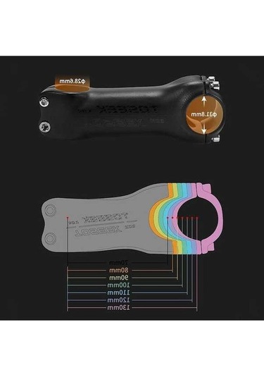 Ebitda Toseek K04 Tam Karbon Fiber Lehimleme Yol Dağ Bisikleti Gidona Yükseltici Musluk, 6 Derece, 90mm Siyah Gri Gümüş Siyah - Gri