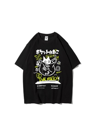 Teekossc 2024 Yaz Kedi Baskılı Harajuku Kawaii Erkek Kadın T-shirt Y2k Streetweargökyüzü Mavi Gökyüzü Mavi