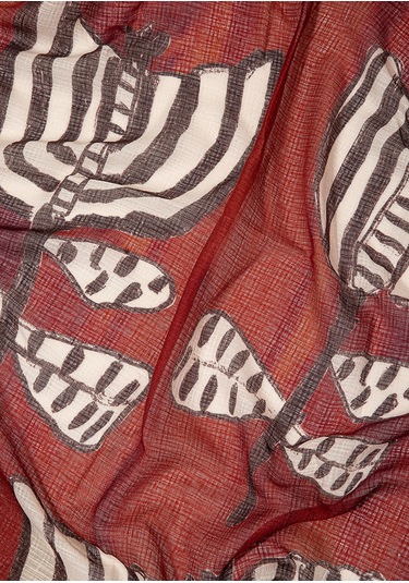 Mavi - Kırmızı Şal 1913439-70456 Kırmızı