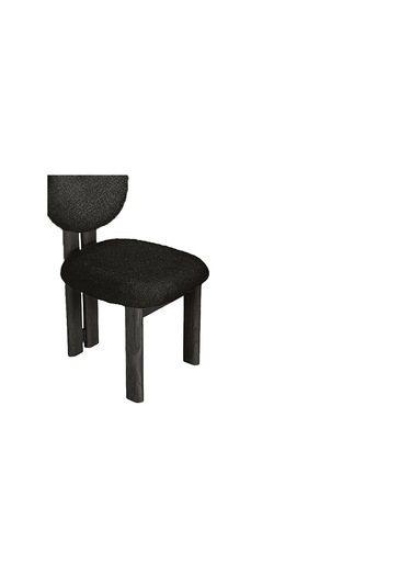 Coco İskandinav Teddy Natural Ahşap Bohem Sandalye Siyah - Antrasit