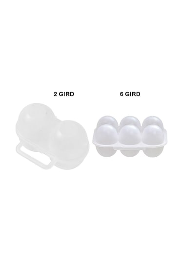 2 Gözlü 6 Gözlü Saklama Kutusu Şeffaf Yumurta Tepsisi Taşınabilir Yumurta Kartonu Kamp 2 Izgara