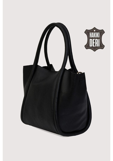Hakiki Deri Kadın Organizerlı El Çantası Siyah Smr9206-2 Siyah
