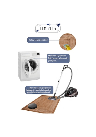 Decomia Home Dijital Kaymaz Yıkanabilir Kırık Beyaz İskandinav Mutfak Halısı Salon Halısı Balkon Halısı Yolluk DC-5075