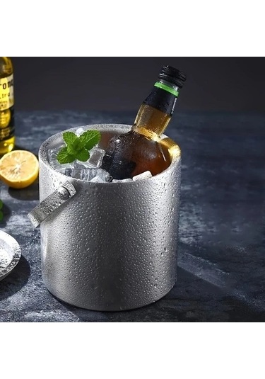 Fastbuy Sağlam Çift Cidarlı Paslanmaz Çelik Buz Kovası 3l Siyah, 08gal Sızdırmaz Ev Bar Kamp Party Restoran Kullanımı Siyah