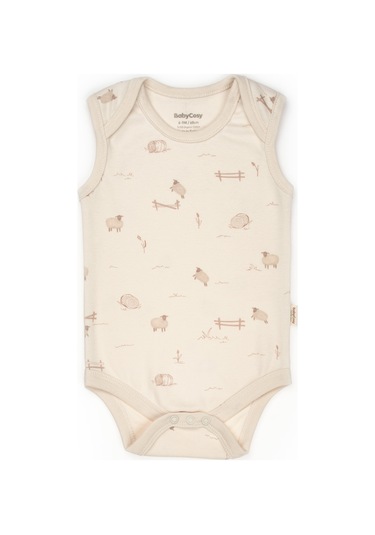 Bebek 2li Askılı Zıbın Body %100 Organik Pamuk - Bebek Ve Yenidoğan Serisi - Csy8175 Ekru