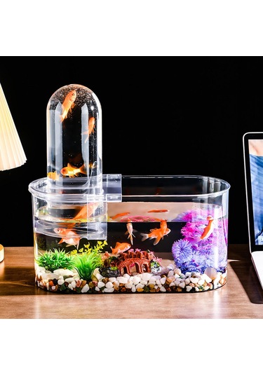 Suntek Mini Balık Tankı Toz Geçirmez Yetiştirme Oval-kısa