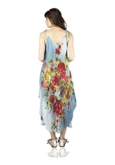 Askılı Vual Afrodit Midi Boy Elbise Buz Mavi 6121 - Kadın Buz Mavi