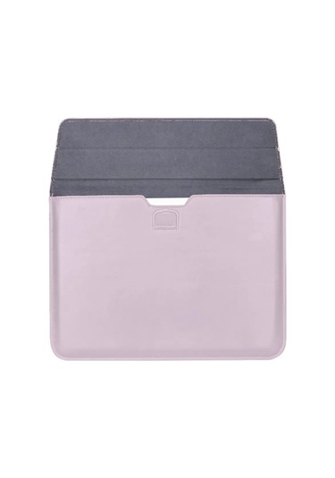 Macbook Pro 14 İnç M3 A2992 A2918 Uyumlu Deri Mıknatıslı Çanta Stantlı Şık Tasarım Açık Pembe