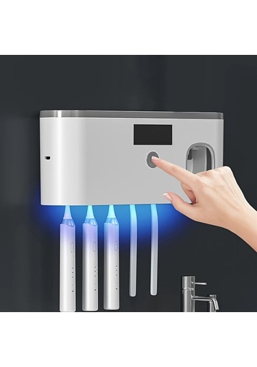 Oldfriend Gri Şarj Edilebilir Diş Fırçası Askısı, Kompakt Duş Depolama, Beyaz Gri