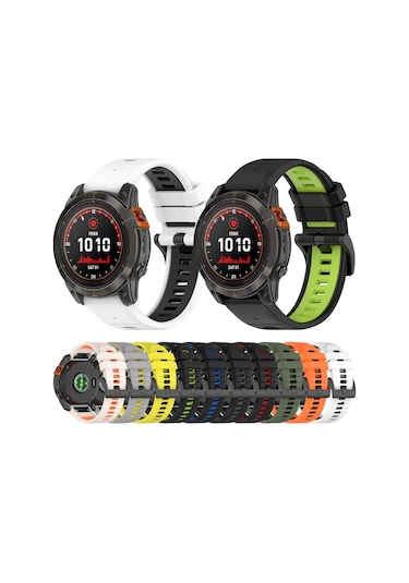 Sones Garmin Instinct Crossover Solar 22mm Spor İki Renkli Silikon Saat Kordonu İçin