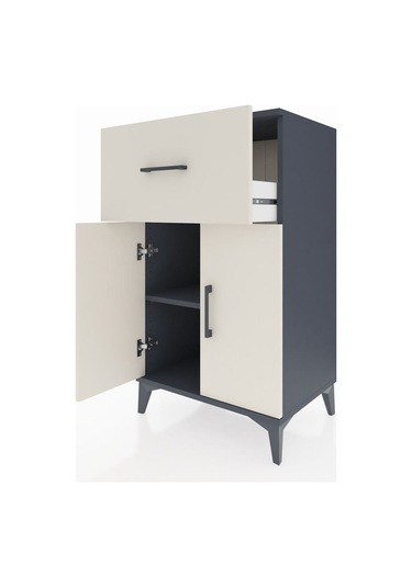 Hyperion Komodin Tek Raflı Tek Çekmeceli 2 Kapaklı 60x44x106 ... Antrasit