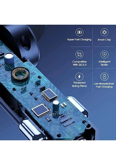 Boatshop1 Yıtumu Beyaz 31.5 İnç Teleskopik Araba Şarj Cihazı 66w 4ü 1 Arada Ultra Hızlı Şarj 2 Usb Portlu Pixel Galaxy Samsung Uyumlu