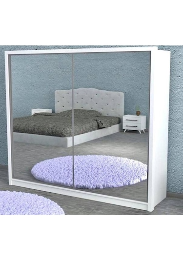 Melis Sürgülü Kapaklı Dolap Gardırop Beyaz - Ücretsiz Kurulum