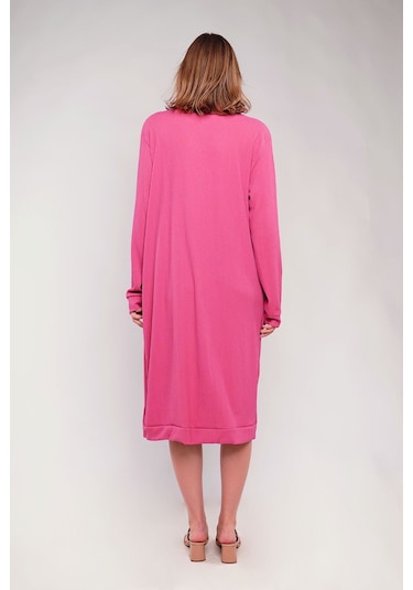 Gabria Ön Düğmeli Seul Uzun Hırka Gül