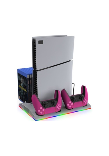 Tp5-3570 Multi Fonksiyonel Ps5 Slim/ Ps5 Dijital Rgb Işıklı Soğutma Ve Şarj İstasyonu Beyaz