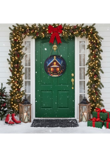 Baston Şekerli Yeni Yıl Evi Kapı Ve Duvar Süsü 30x30