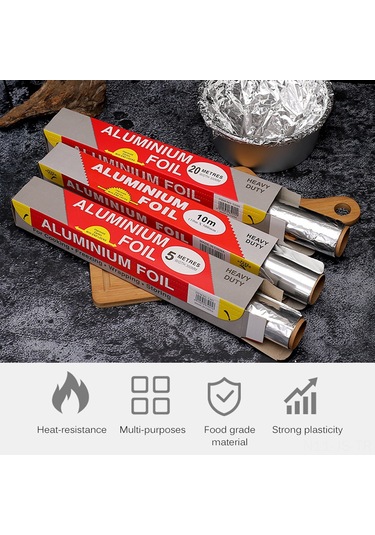 Jeemson Ev İçi Alüminyum Folyo: 20m X 30cm 10 Mikron Kalın, Barbekü, Fırın, Isıtma Ve Gıda Saklama İçin Tek Kullandım Alüminyum Kağıt Çok Renkli