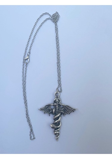 Paytak Moda Kurukafa Skull Kanat Yılan Zincir Kolye Pytkznkly272 Gümüş