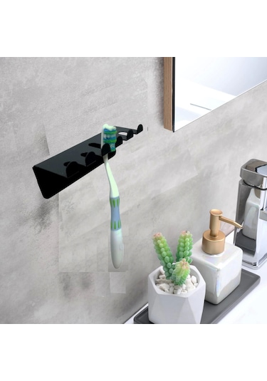 Ardini Kendinden Yapışkanlı Ve Vidalı Diş Fırçalık Mat Siyah Mat Siyah