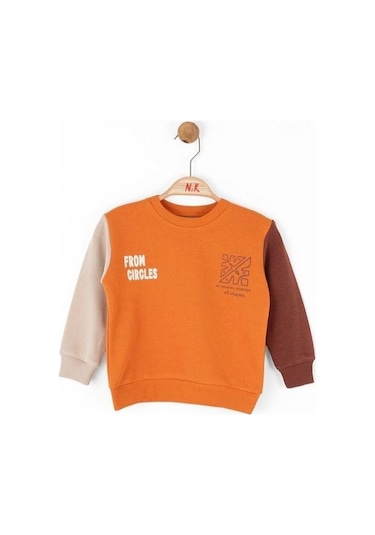 Nk Kids Erkek Bebek Pamuklu Orta Kalınlık Sweatshirt-14724 Turuncu