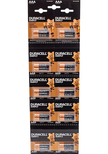 Duracell 1.5v İnce Aaa 20'li Alkalin Pil Lr03/mn20 Tdrtr