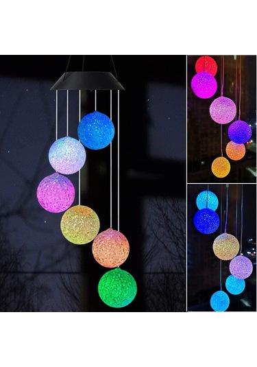 Jms Yaratıcı Led Güneş Rüzgar Ahenge Asılı Işık Renk Değiştirme Su Geçirmez Dekorasyon Ball Light Diğer